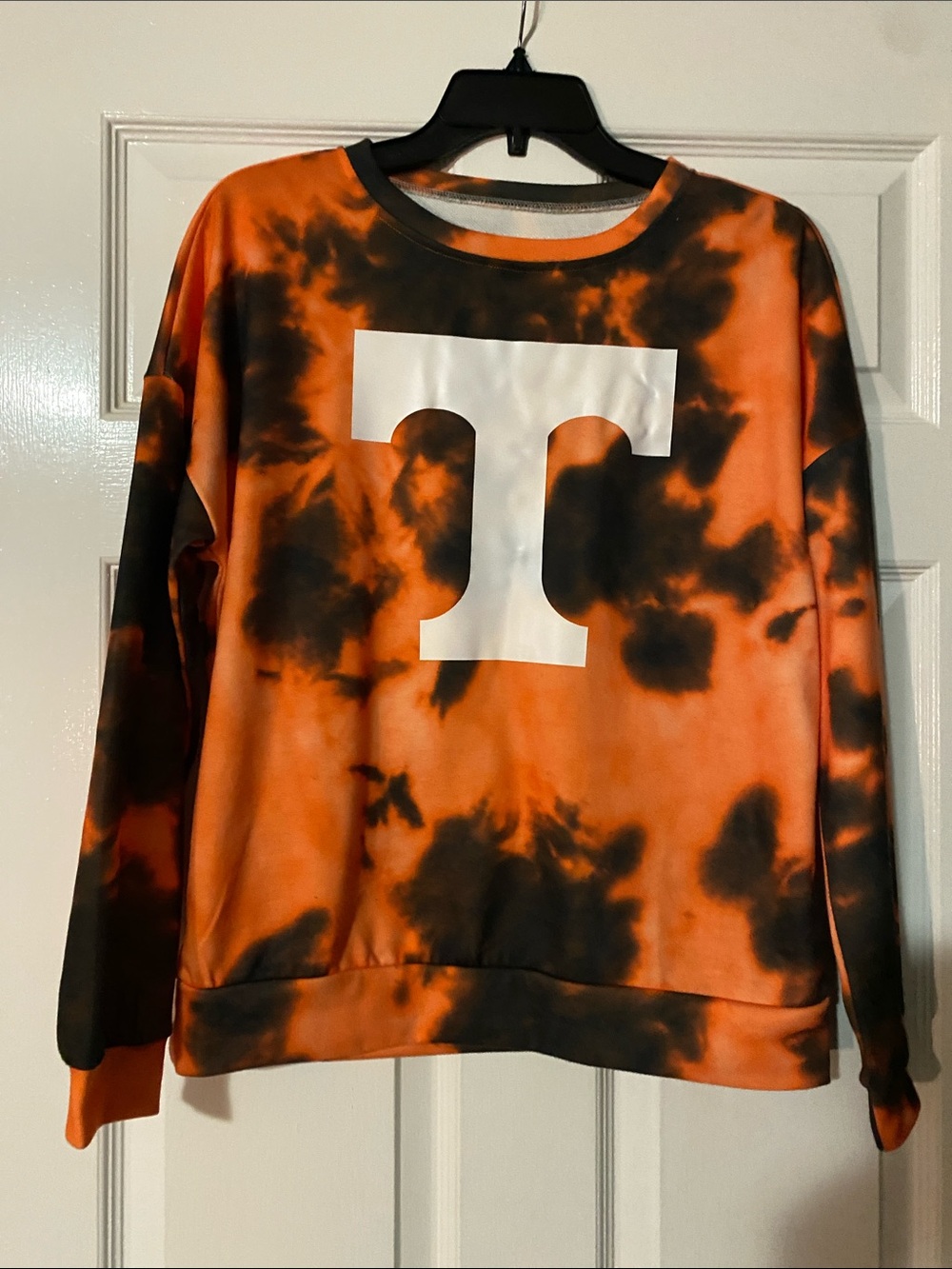 Women’s Orange Tie-Dye Pullover Sweater with White T logo